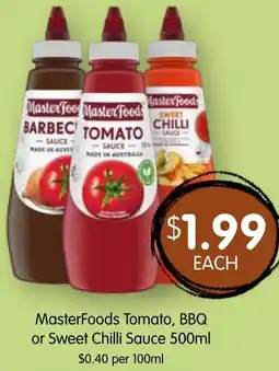 Spudshed MasterFoods Tomato, BBQ or Sweet Chilli Sauce offer