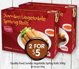Spudshed Quality Food Jumbo Vegetable Spring Rolls offer