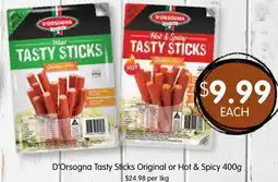 Spudshed D'Orsogna Tasty Sticks Original or Hot & Spicy offer