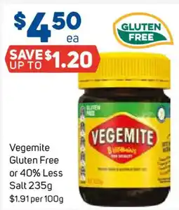 Foodland Vegemite Gluten Free or 40% Less Salt offer