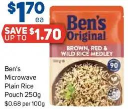 Foodland Ben's Microwave Plain Rice Pouch offer