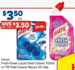 Foodland Harpic fresh power liquid toilet cleaner or itb toilet cleaner blocks offer