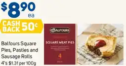 Foodland Balfours Square Pies Pasties and Sausage Rolls 4s offer