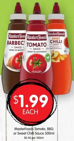Spudshed Masterfoods tomato bbq or sweet chilli sauce offer
