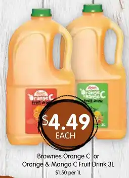 Spudshed Brownes Orange Cor Orange & Mango C Fruit Drink offer