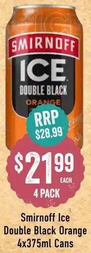 Spudshed Smirnoff Ice Double Black Orange Cans offer