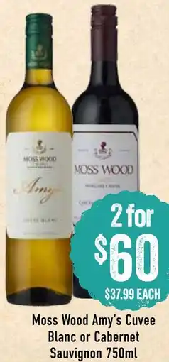 Spudshed Moss Wood Amys Cuvee Blanc or Cabernet Sauvignon offer