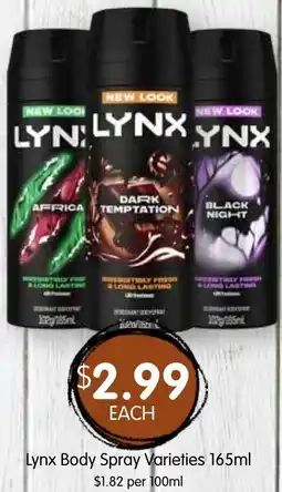 Spudshed Lynx Body Spray Varieties offer