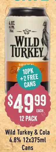 Spudshed Wild Turkey & Cola 4.8% Cans offer