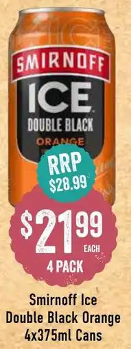 Spudshed Smirnoff Ice Double Black Orange Cans offer
