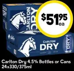 Drakes Carlton Dry 4.5% Bottles or Cans offer