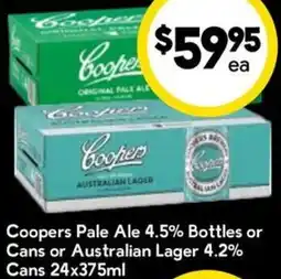 Drakes Coopers Pale Ale 4.5% Bottles or Cans or Australian Lager 4.2% Cans offer