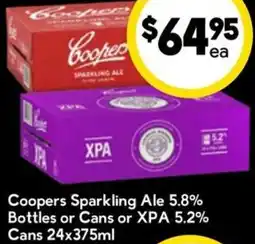Drakes Coopers Sparkling Ale 5.8% Bottles or Cans or XPA 5.2% Cans offer
