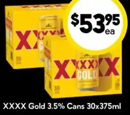 Drakes Xxxx gold 3.5% cans offer