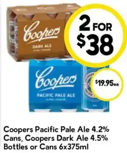 Drakes Coopers Pacific Pale Ale 4.2% Cans Coopers Dark Ale 4.5% Bottles or Cans offer