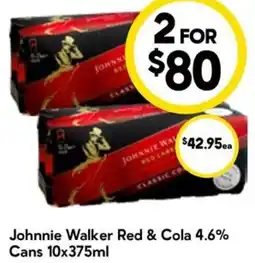 Drakes Johnnie Walker Red & Cola 4.6% Cans offer