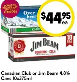 Drakes Canadian Club or Jim Beam 4.8% Cans offer