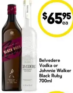 Drakes Belvedere Vodka or Johnnie Walker Black Ruby offer