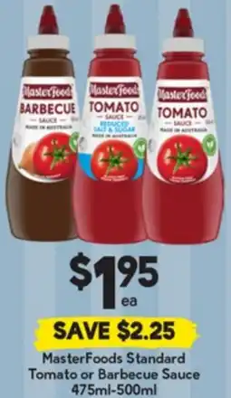 Drakes MasterFoods Standard Tomato or Barbecue Sauce offer