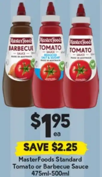 Drakes MasterFoods Standard Tomato or Barbecue Sauce offer