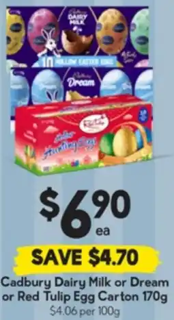 Drakes Cadbury Dairy Milk or Dream or Red Tulip Egg Carton offer