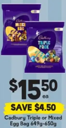 Drakes Cadbury Triple or Mixed Egg Bag offer