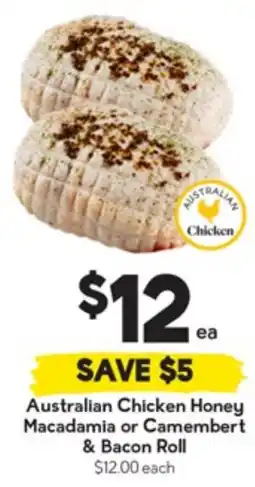 Drakes Australian Chicken Honey Macadamia or Camembert & Bacon Roll offer