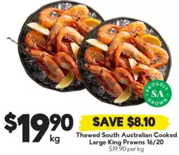 Drakes Thawed South Australian Cooked Large King Prawns 16/20 offer
