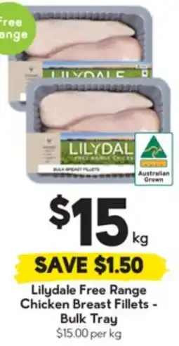 Drakes Lilydale Free Range Chicken Breast Fillets Bulk Tray offer