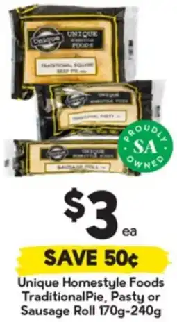 Drakes Unique Homestyle Foods TraditionalPie Pasty or Sausage Roll offer