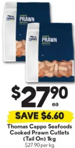 Drakes Thomas Cappo Seafoods Cooked Prawn Cutlets Tail On offer