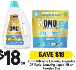 Drakes Omo Ultimate Laundry Capsules 28 Pack Laundry Liquid or Powder offer