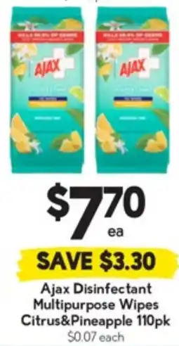 Drakes Ajax Disinfectant Multipurpose Wipes Citrus&Pineapple offer