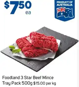 Foodland Foodland 3 Star Beef Mince Tray Pack offer