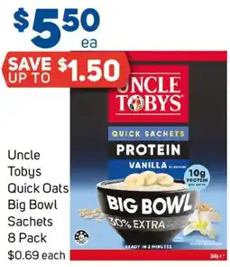 Foodland Uncle Tobys Quick Oats Big Bowl Sachets offer