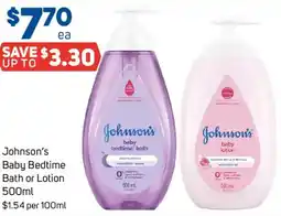 Foodland Johnson's Baby Bedtime Bath or Lotion offer