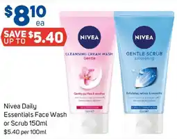 Foodland Nivea Daily Essentials Face Wash or Scrub offer