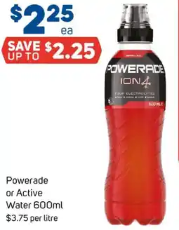 Foodland Powerade or Active Water offer