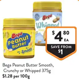 Foodworks Bega Peanut Butter Smooth Crunchy or Whipped offer