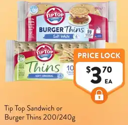 Foodworks Tip Top Sandwich or Burger Thins offer