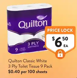 Foodworks Quilton Classic White 3 Ply Toilet Tissue offer