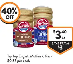 Foodworks Tip Top English Muffins offer