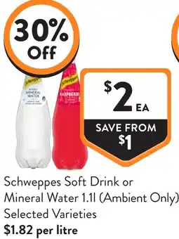 Foodworks Schweppes Soft Drink or Mineral Water offer