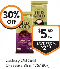 Foodworks Cadbury Old Gold Chocolate Block offer