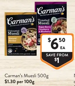 Foodworks Carmans Muesli offer