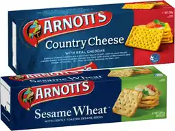 IGA Arnott’s Country Cheese, Sesame or Cheds Crackers 250g offer