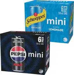 IGA Pepsi, Solo or Schweppes Mini Cans 6x250mL Selected Varieties offer