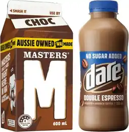 IGA Dare Iced Coffee 500mL or Masters Flavoured Milk 600mL Selected Varieties offer