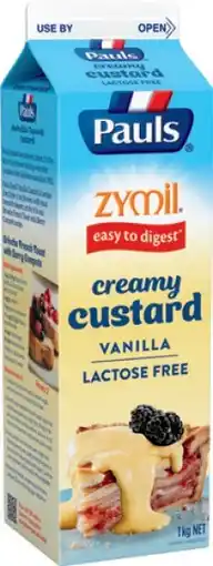 IGA Pauls Zymil Lactose Free Vanilla Custard offer