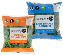 IGA Community Co Aussie Salad Mix 110g or Baby Spinach and Rocket 100g offer
